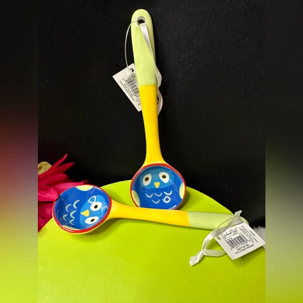 New Grasslands Road Ceramic Mulit-Function Owl🦉Coffee Scoop Tea Spoon Set Of 2